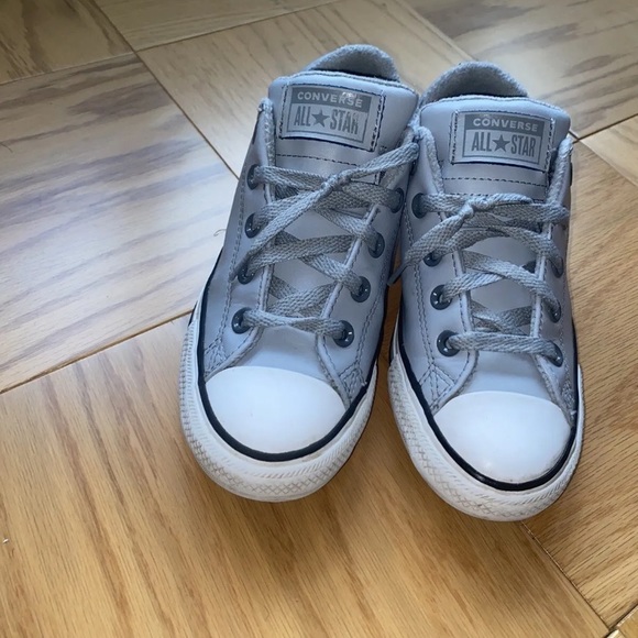 Converse All Star Chuck Taylor Kid Junior Gray Leather Sneakers Size 3 666021C - Picture 4 of 10